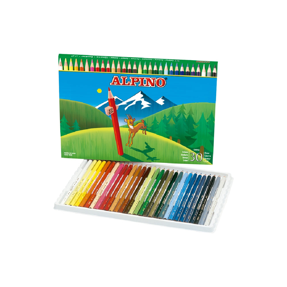 MADERA - Lapices de Colores Alpino 659 Caja de 30 Colores Largos