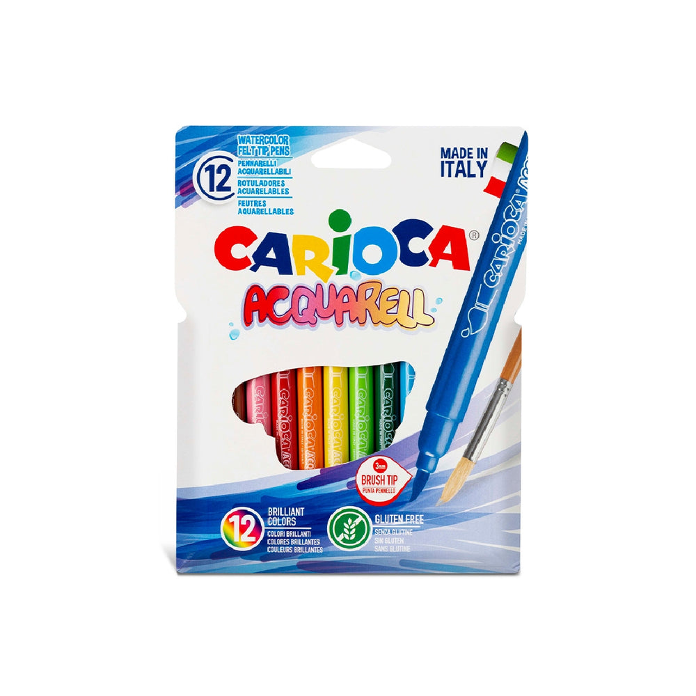 CARIOCA - Rotulador Carioca Aquarelle Punta de Pincel Caja de 12 Colores Surtidos