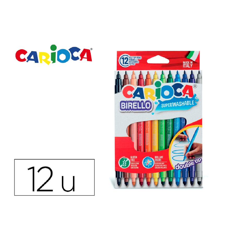 CARIOCA - Rotulador Carioca Birello Bipunta Caja de 12 Colores Surtidos