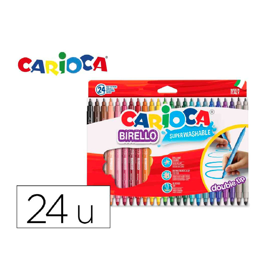 CARIOCA - Rotulador Carioca Birello Bipunta Caja de 24 Colores Surtidos
