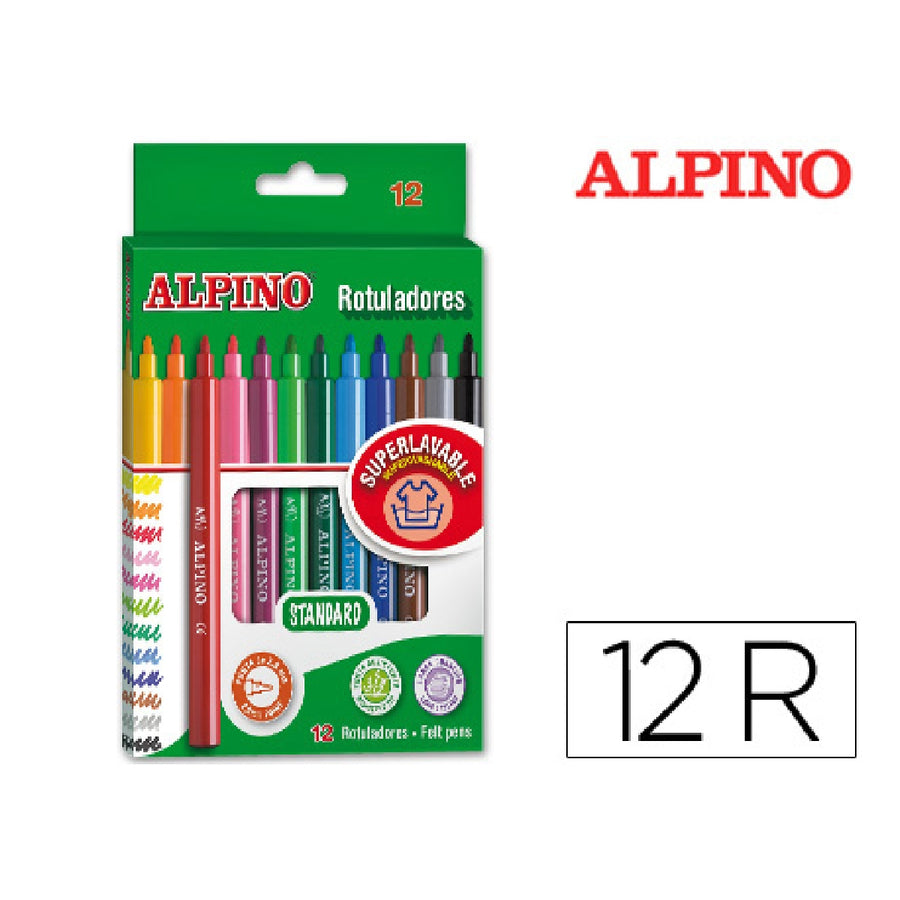 ALPINO - Rotulador Alpino Standard Caja de 12 Colores Surtidos