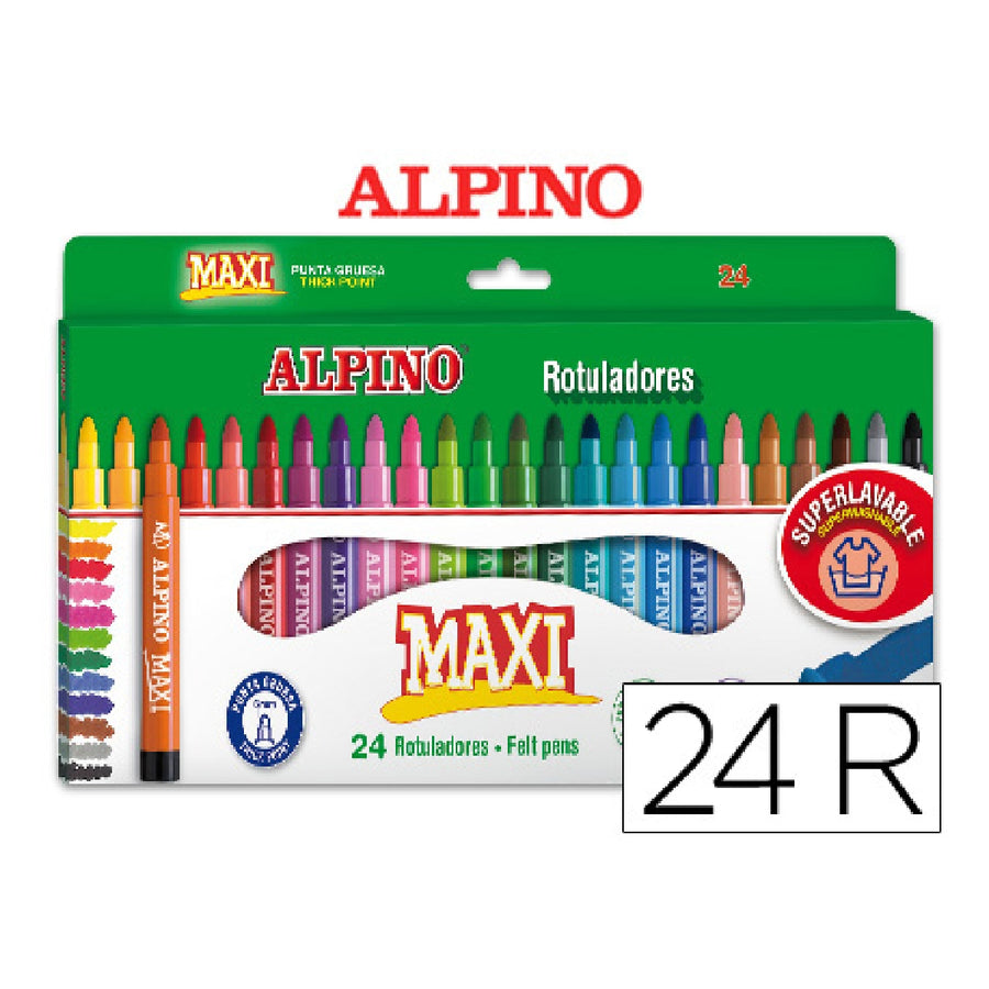 ALPINO - Rotulador Alpino Maxi Caja de 24 Colores Surtidos