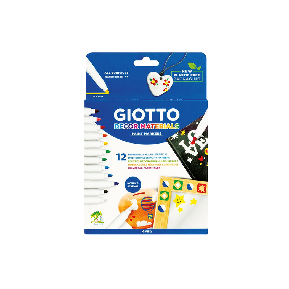 GIOTTO - Rotulador Giotto Decor Materials -Caja de 12 Colores Surtidos