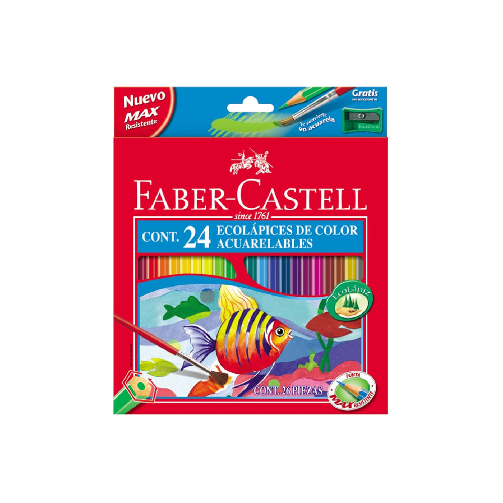 FABER CASTELL - Lapices de Colores Faber Castell Acuarelables Caja de 24 Unidades Colores Surtidos