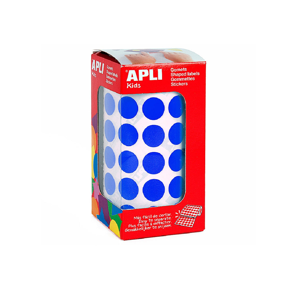 APLI - Gomets Autoadhesivos Circulares 15 mm Azul en Rollo Con 2832 Unidades
