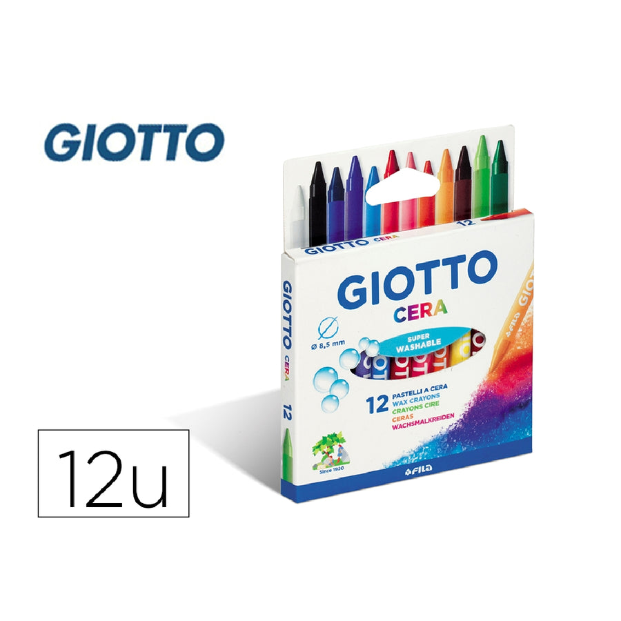 GIOTTO - Lapices Cera Giotto Caja de 12 Colores Surtidos