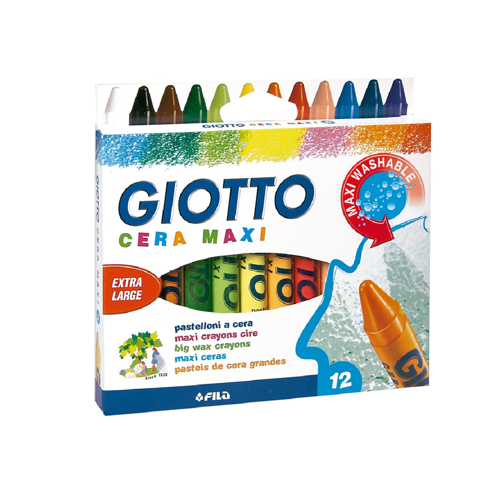 GIOTTO - Lapices Cera Giotto Maxi Caja de 12 Colores Surtidos