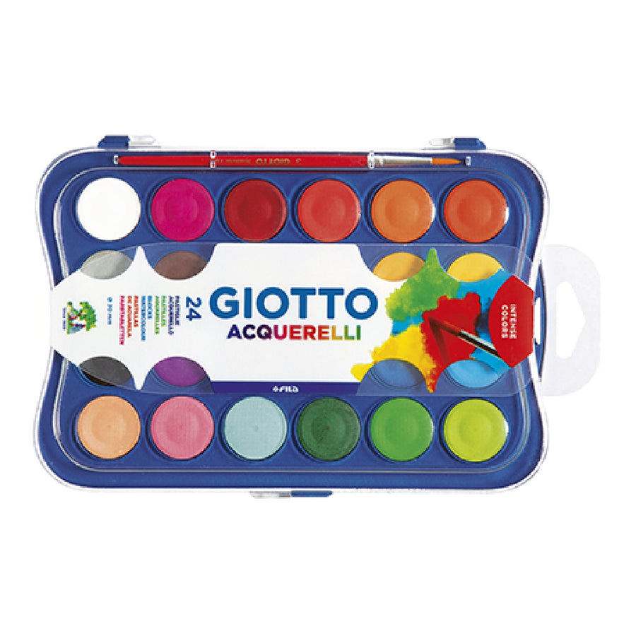 GIOTTO - Acuarela Giotto 24 Colores Con Pincel Estuche de Plastico