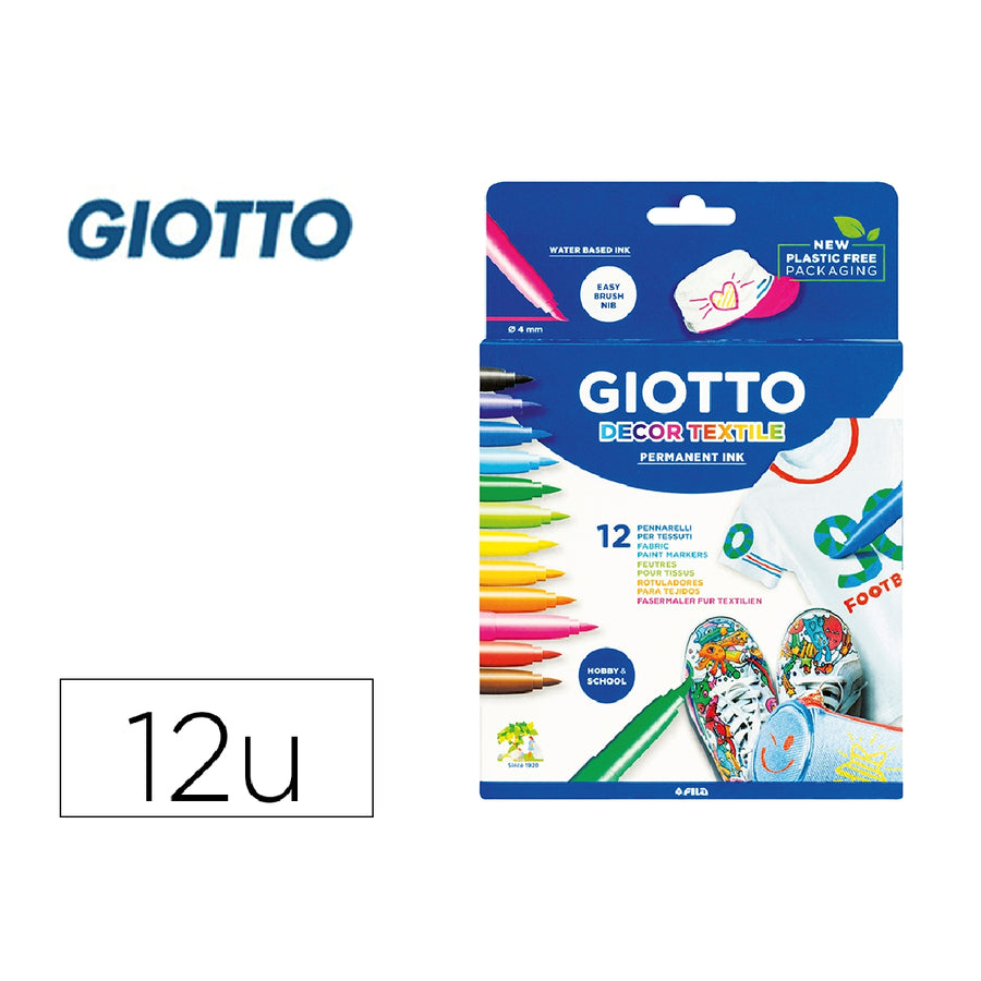GIOTTO - Rotulador Giotto Decor Textile Para Camisetas 12 Colores