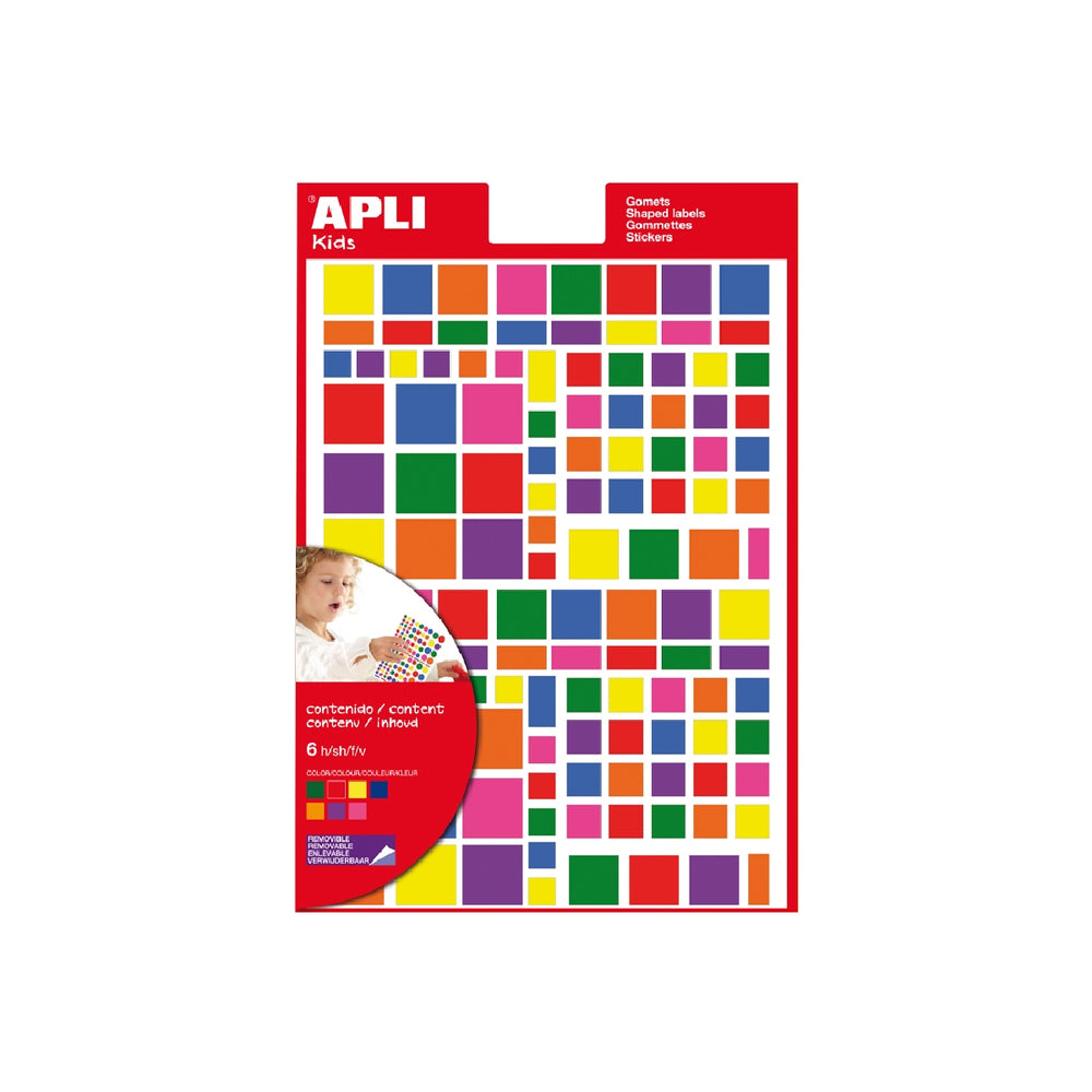 APLI - Gomets Apli Autoadhesivo Cuadrado Multicolor Blister de 756 Unidades Surtidas