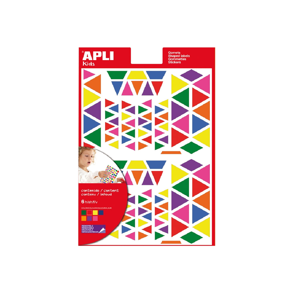 APLI - Gomets Apli Autoadhesivo Triangulo Multicolor Blister de 720 Unidades Surtidas
