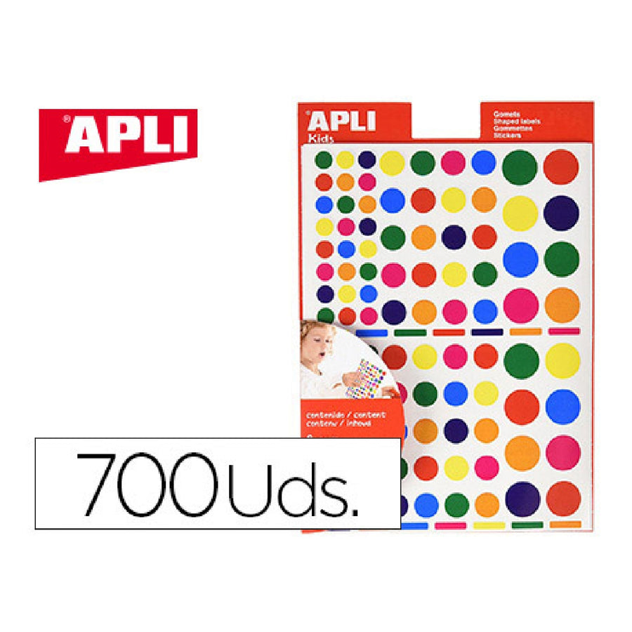 APLI - Gomets Apli Autoadhesivo Formas Surtidas Multicolor Blister de 6 Hojas