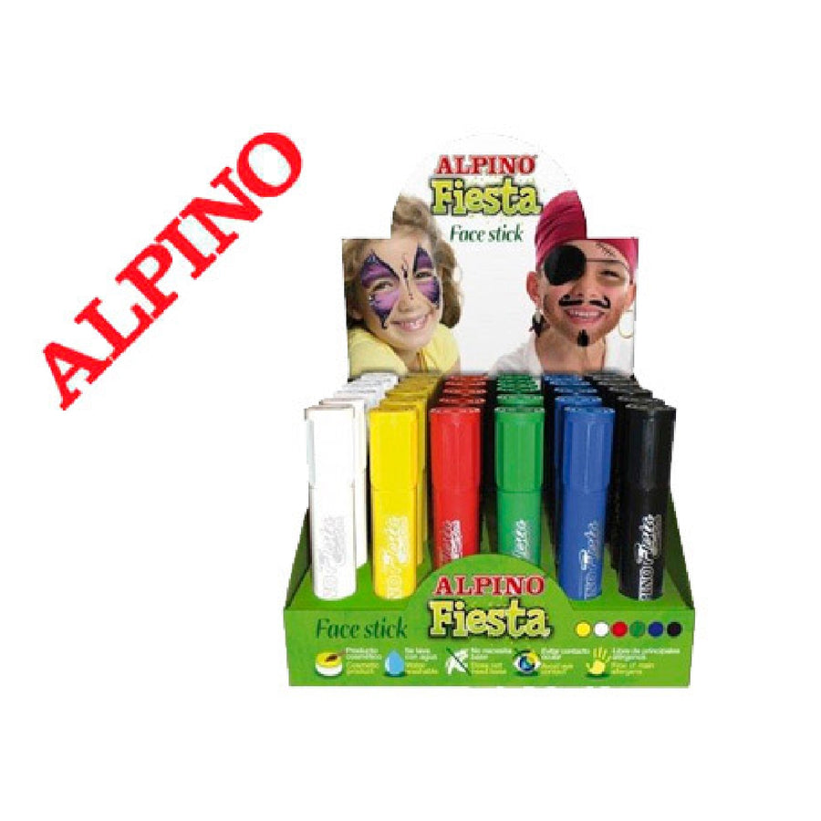 ALPINO - Barra Maquillaje Alpino Fiesta Face Stick Expositor de 36 Unidades Colores Surtidos