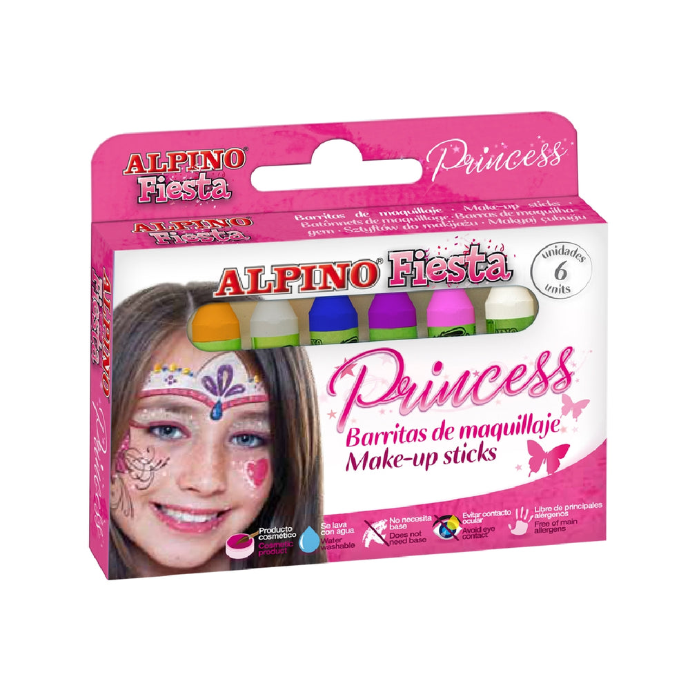 ALPINO - Barra Maquillaje Alpino Estuche de Maquillaje Princess 6 Colores Surtidos