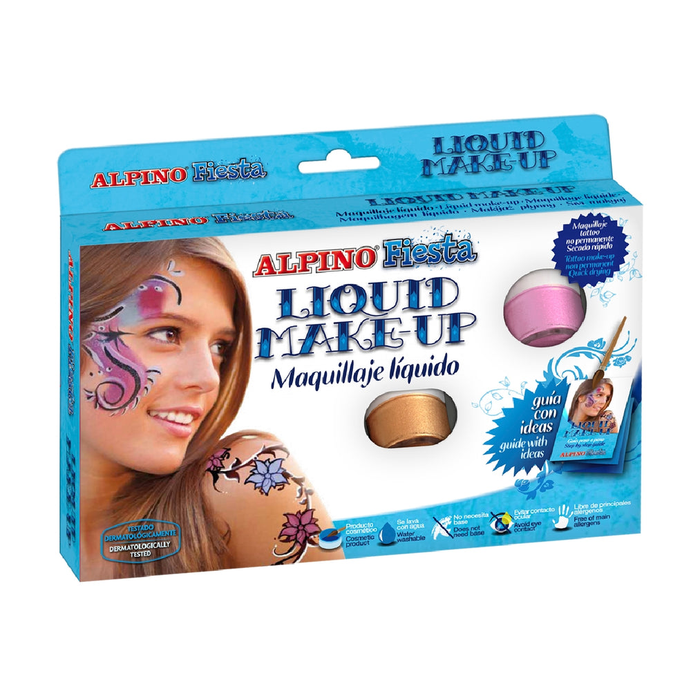 ALPINO - Maquillaje Liquido Set de 8 Colores Surtidos Mas Pincel