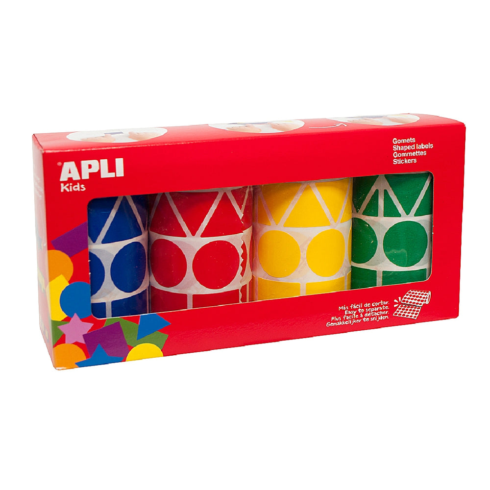 APLI - Gomets Apli Figuras Surtidas T Amano XL Pack de 4 Rollos Colores Surtidos 5428 Unidades