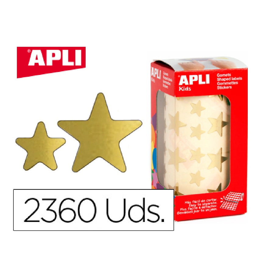 APLI - Gomets Apli Estrella Oro Rollo de 2360 Unidades