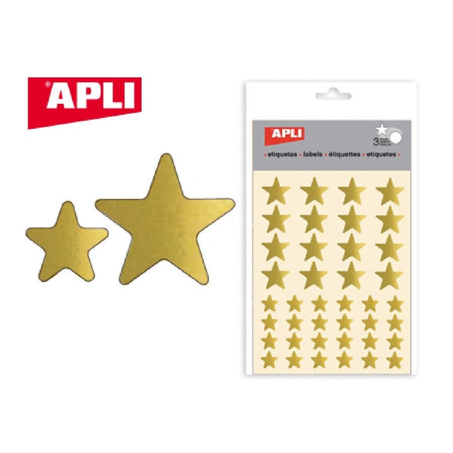 APLI - Gomets Apli Estrella Oro Bolsa Con 3 Hojas