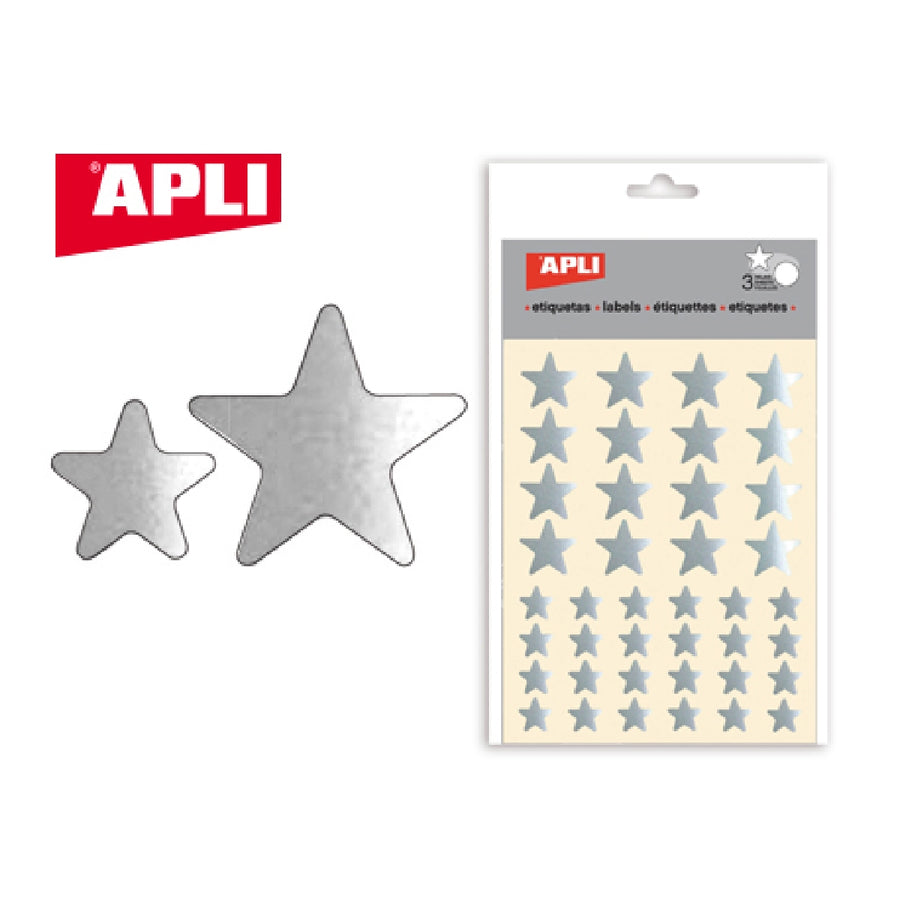 APLI - Gomets Apli Estrella Plata Bolsa Con 3 Hojas