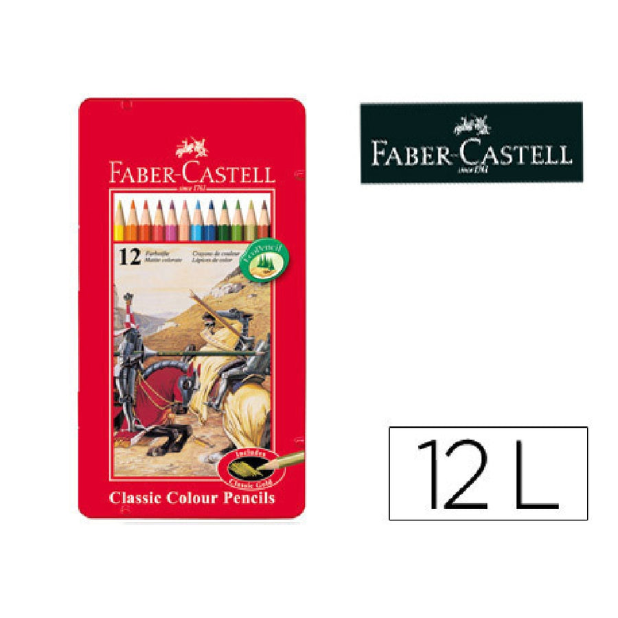 FABER CASTELL - Lapices de Colores Faber Castell Caja Metalica de 12 Colores Surtidos