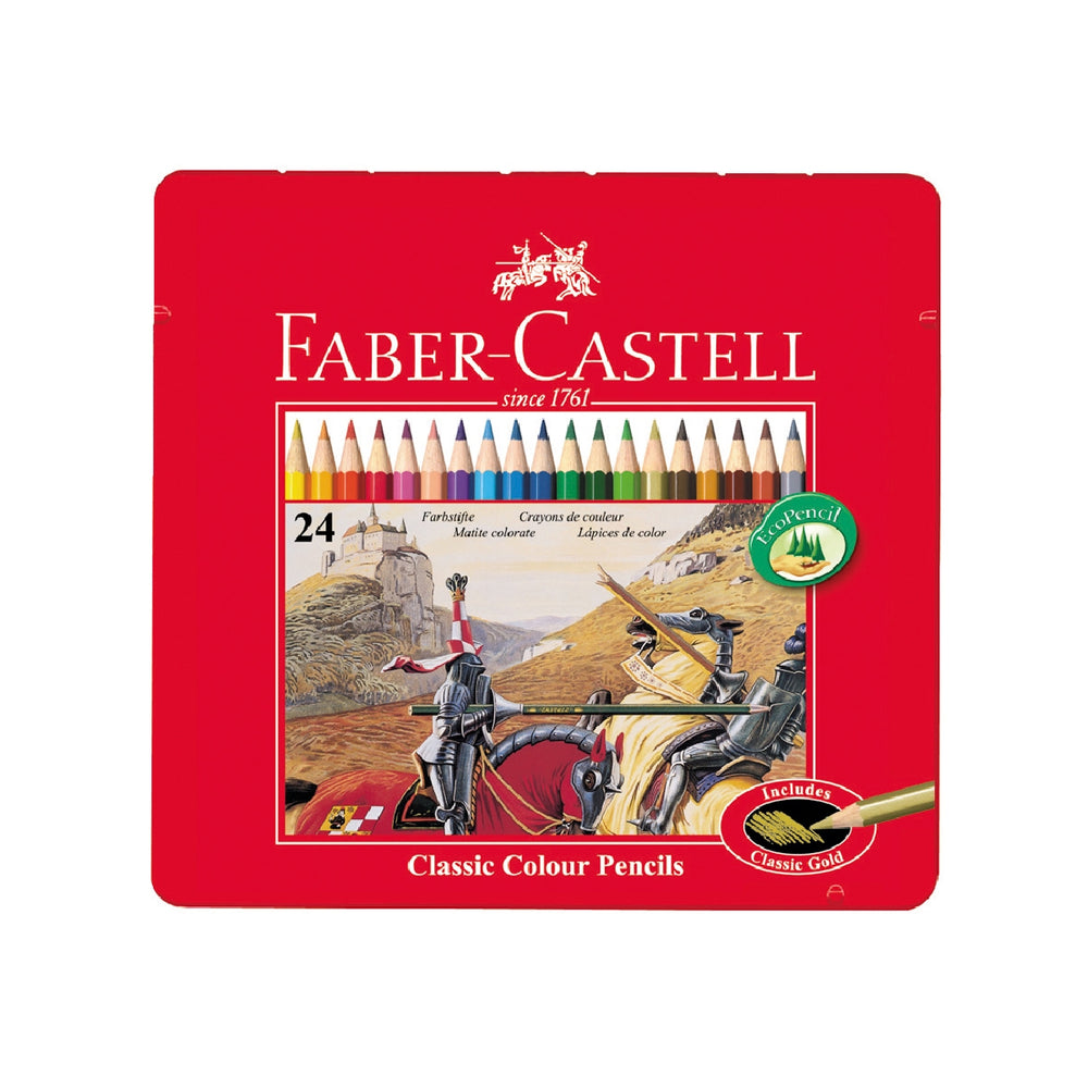 FABER CASTELL - Lapices de Colores Faber Castell Caja Metalica de 24 Colores Surtidos