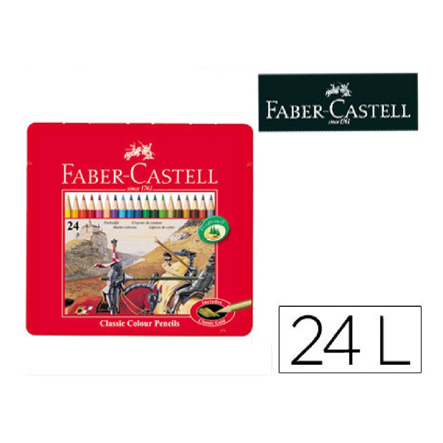 FABER CASTELL - Lapices de Colores Faber Castell Caja Metalica de 24 Colores Surtidos