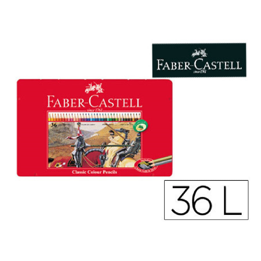 FABER CASTELL - Lapices de Colores Faber Castell Caja Metalica de 36 Colores Surtidos