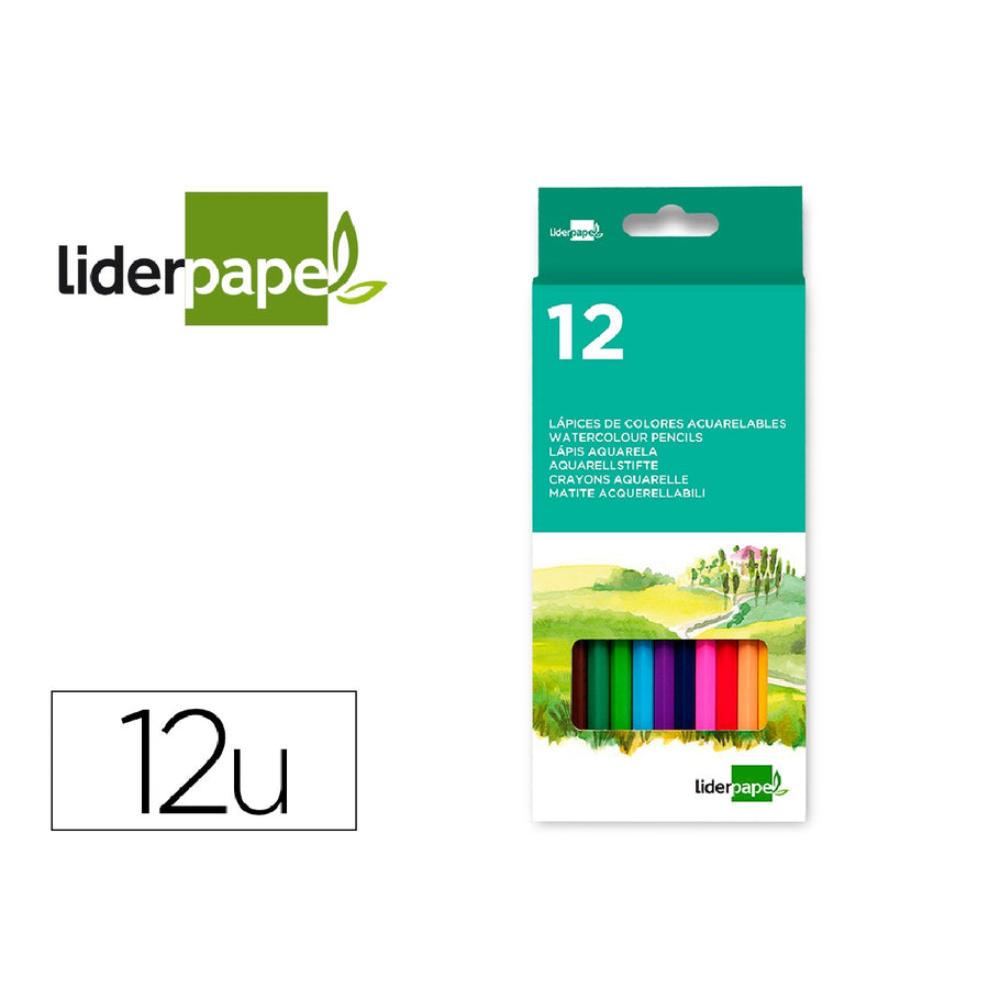 LIDERPAPEL - Lapices de Colores Acuarelables Liderpapel Caja de 12 Unidades Colores Surtidos