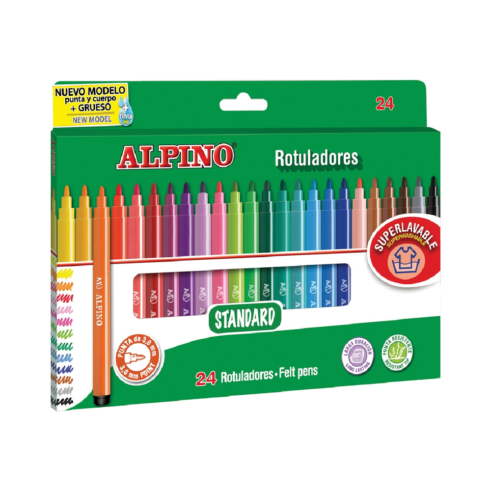ALPINO - Rotulador Alpino Standard Caja de 24 Colores Surtidos