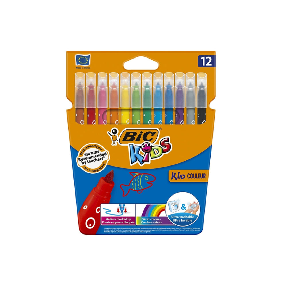 BIC - Rotulador Bic Kids Couleur Estuche de 10+2 Colores Tinta Base de Agua Lavable