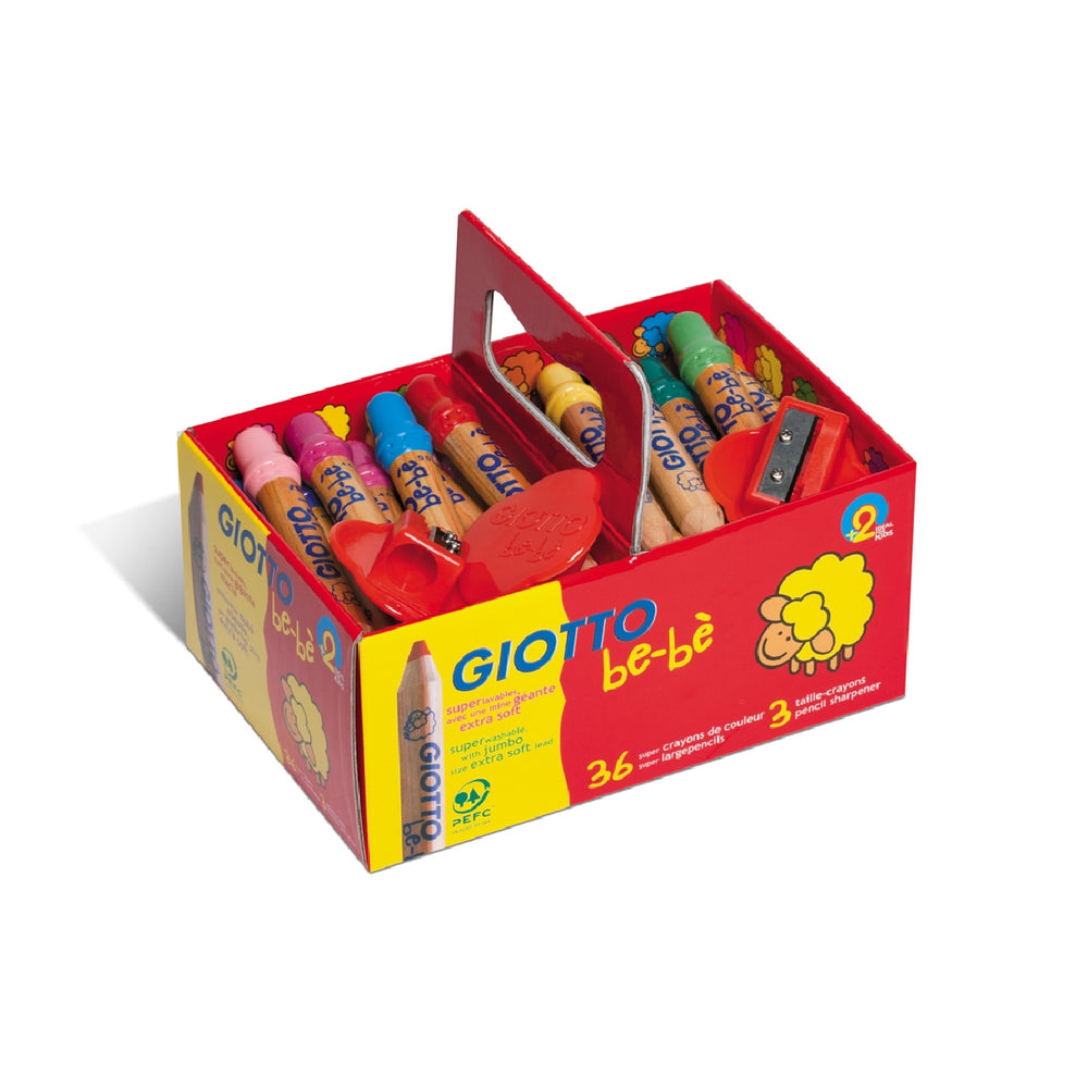 GIOTTO - Lapices de Colores Giotto Bebe Super Schoolpack de 36 Unidades + 3 Sacapuntas