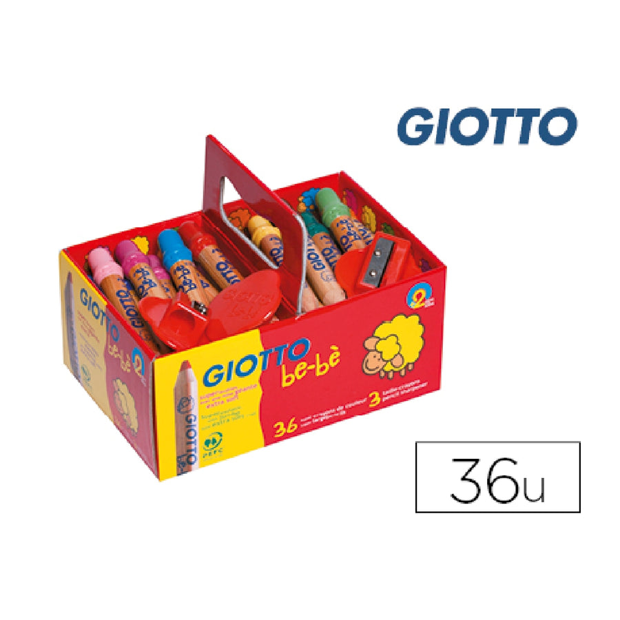 GIOTTO - Lapices de Colores Giotto Bebe Super Schoolpack de 36 Unidades + 3 Sacapuntas
