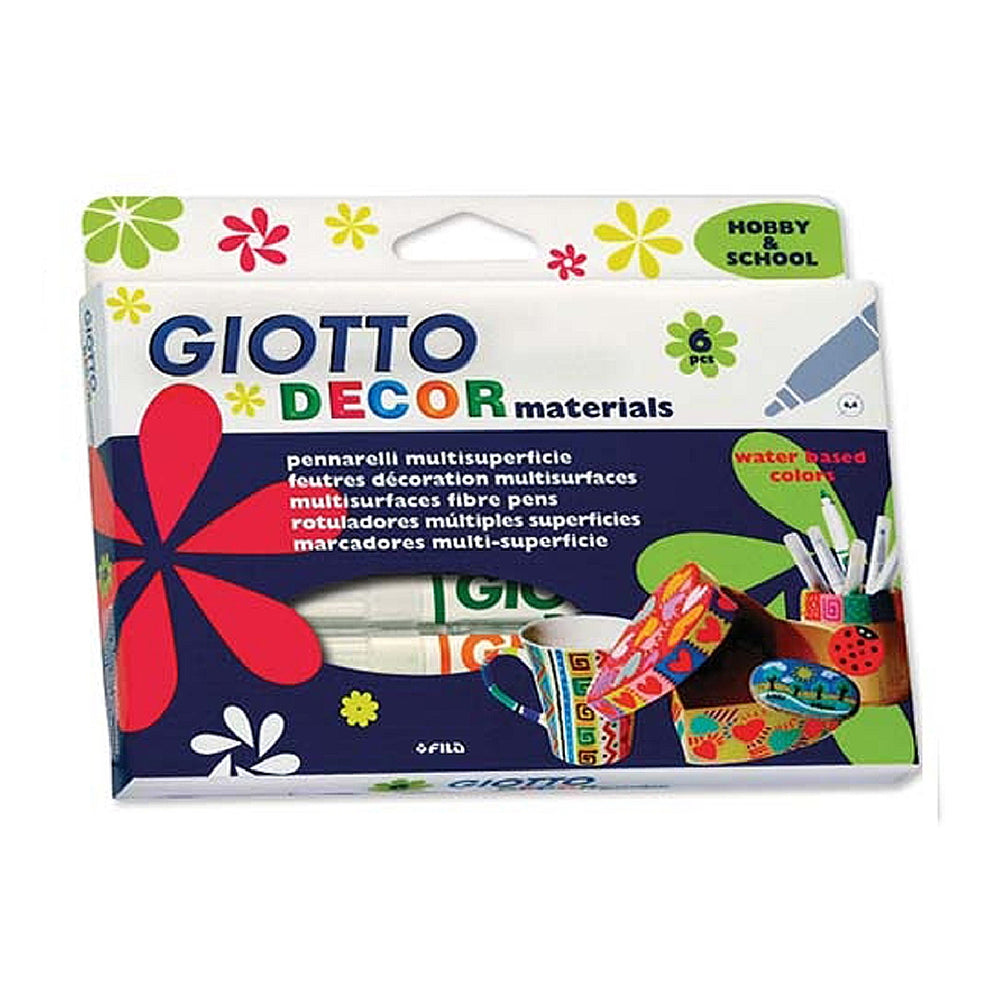 GIOTTO - Rotulador Giotto Decor Materials Caja de 6 Colores Surtidos