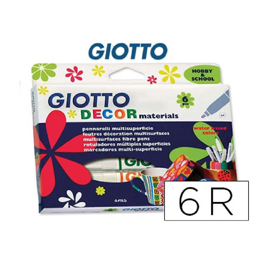 GIOTTO - Rotulador Giotto Decor Materials Caja de 6 Colores Surtidos