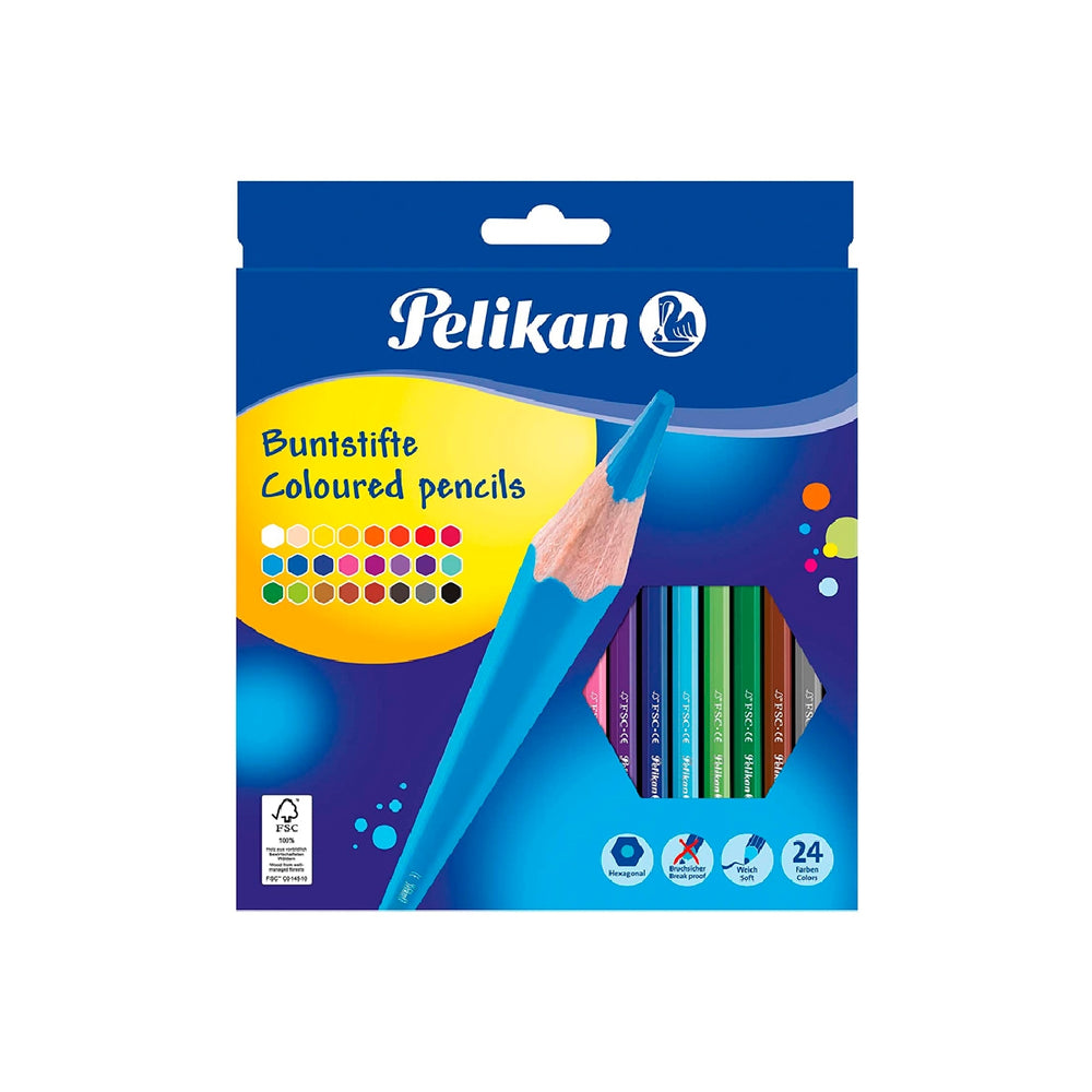 PELIKAN - Lapices de Colores Pelikan Hexagonales Caja de 24 Colores Surtidos