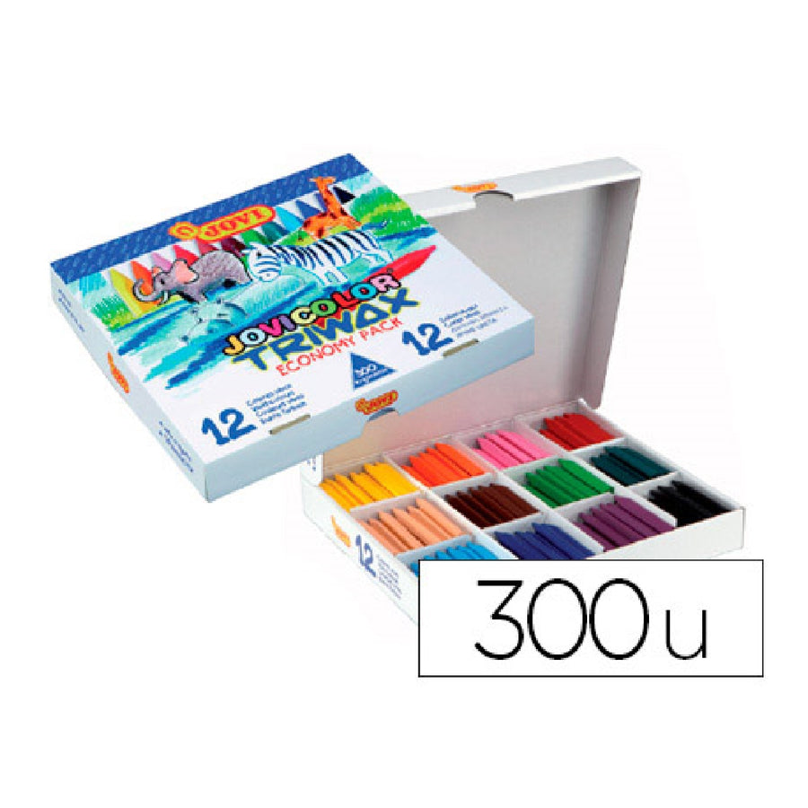 JOVI - Lapices Cera Jovicolor Triwax Caja de 300 Unidades 12 Colores Surtidos