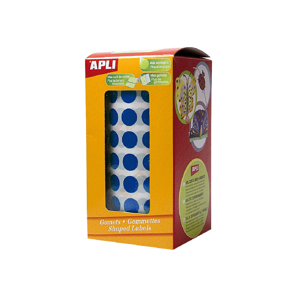 APLI - Gomets Autoadhesivos Circulares 10.5mm Azul Rollo de 5192 Unidades