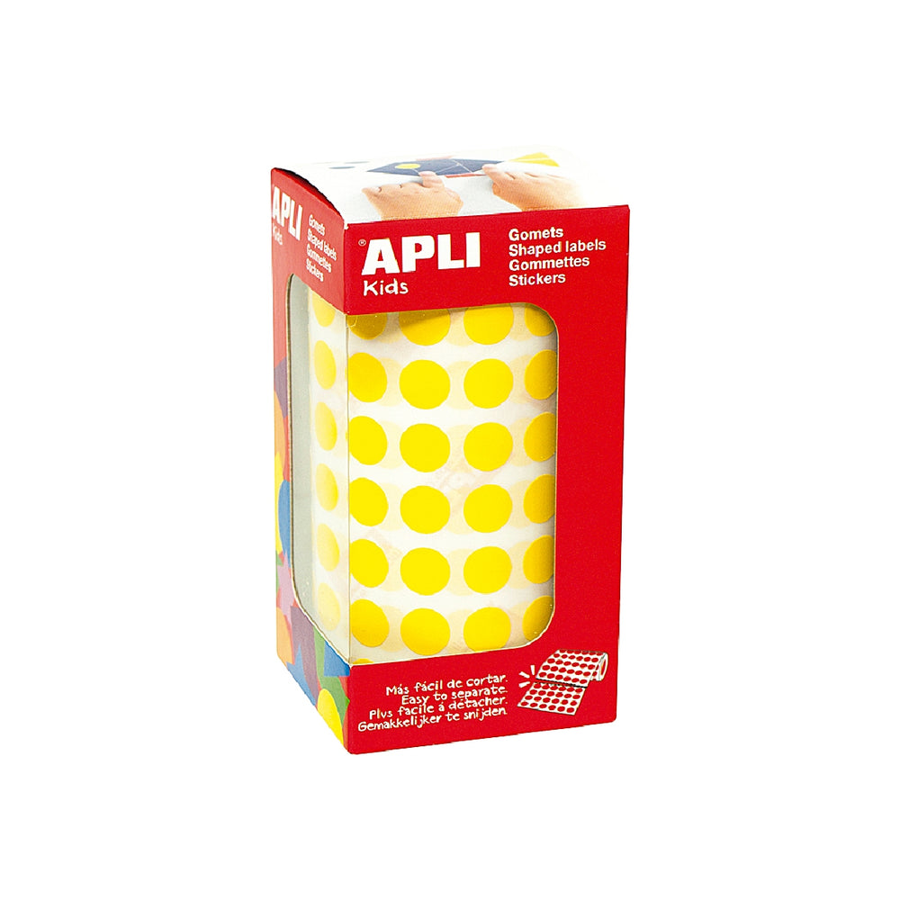 APLI - Gomets Autoadhesivos Circulares 10.5mm Amarillo Rollo de 5192 Unidades