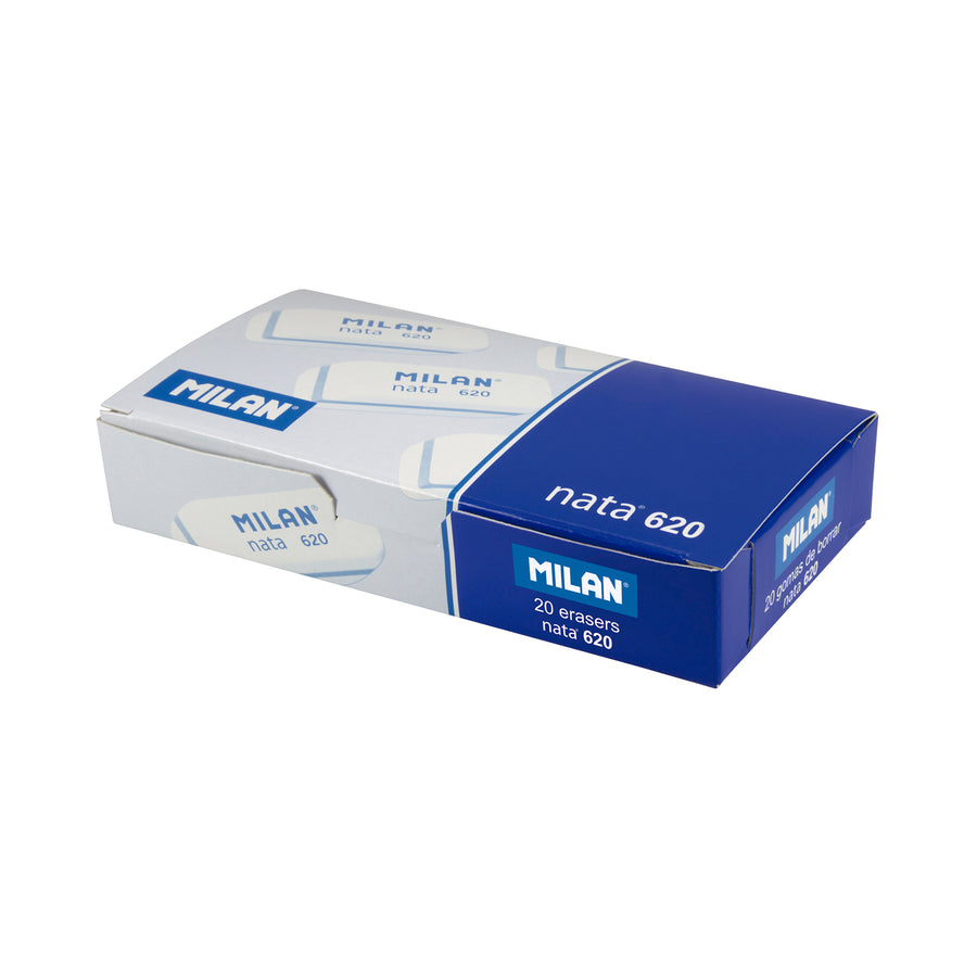 MILAN - Caja 20 Gomas de Borrar Nata 620 Biseladas Pequeñas