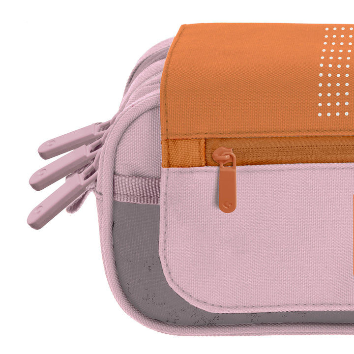 Grafoplás - Estuche Küru3 Portatodo Triple con Solapa para Material Escolar. Naranja