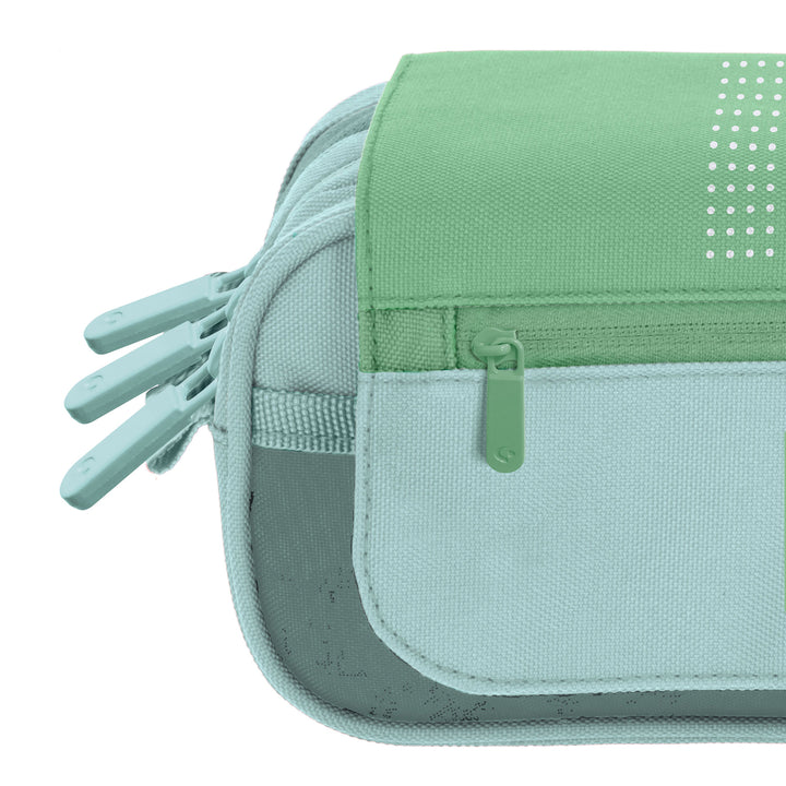 Grafoplás - Estuche Küru3 Portatodo Triple con Solapa para Material Escolar. Verde