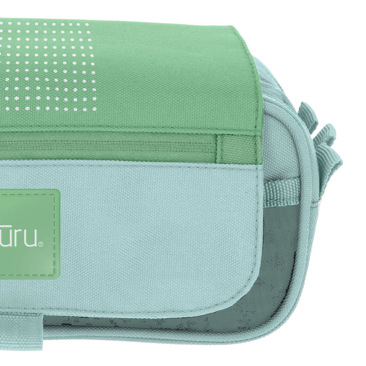 Grafoplás - Estuche Küru3 Portatodo Triple con Solapa para Material Escolar. Verde