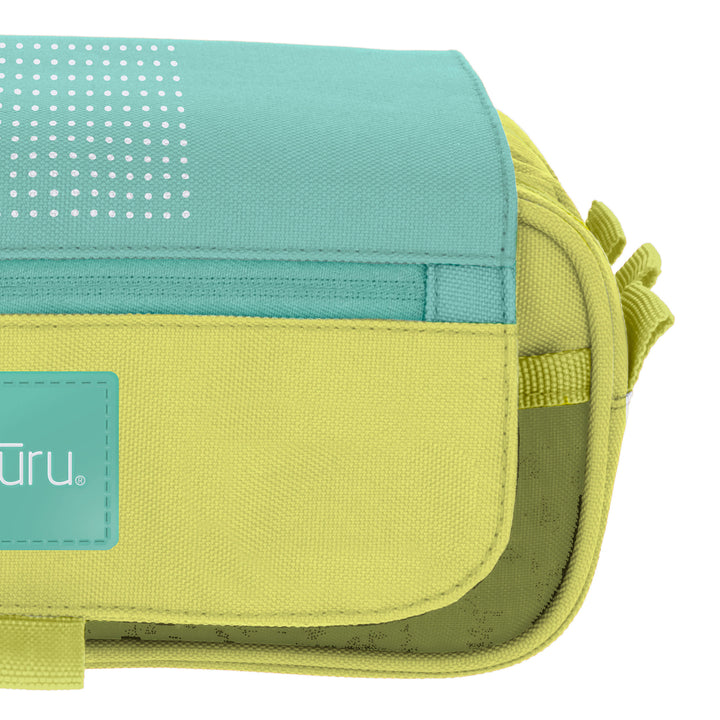 Grafoplás - Estuche Küru3 Portatodo Triple con Solapa para Material Escolar. Turquesa