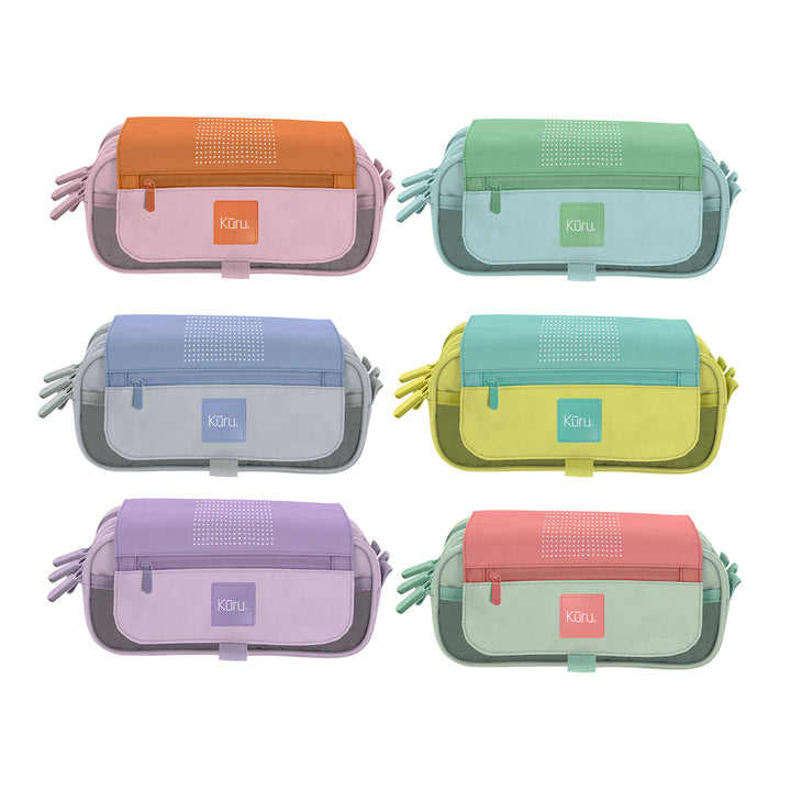 Grafoplás - Estuche Küru3 Portatodo Triple con Solapa para Material Escolar. Naranja