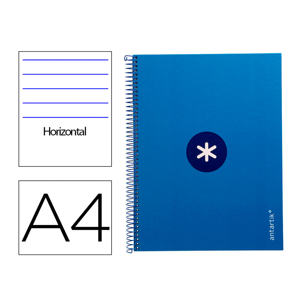 Antartik - Libreta Rayada A4 con Espiral y Tapa Dura. 1 Banda de Color. Azul