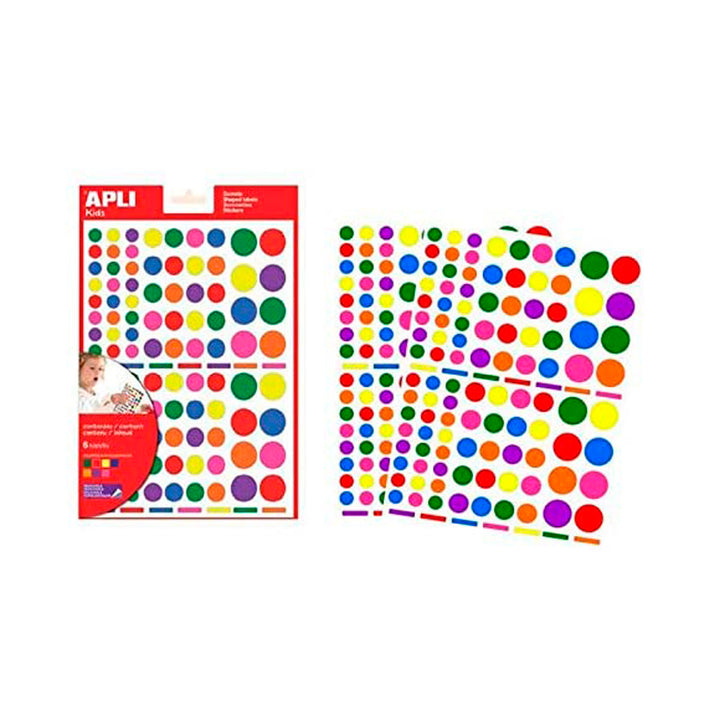 APLI - Gomets Autoadhesivo Multicolor, 624 Unidades