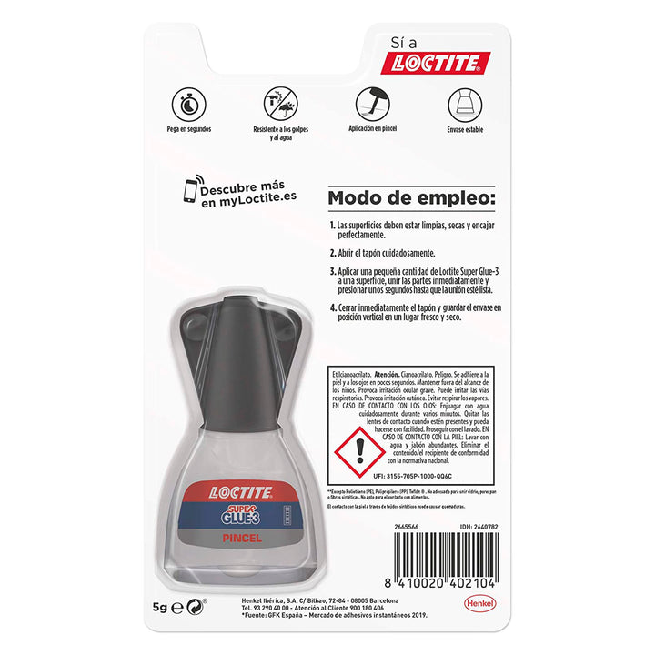 LOCTITE - Pegamento Loctite Super Glue-3  5 gr Aplicador de Pincel Adhesivo Instantáneo