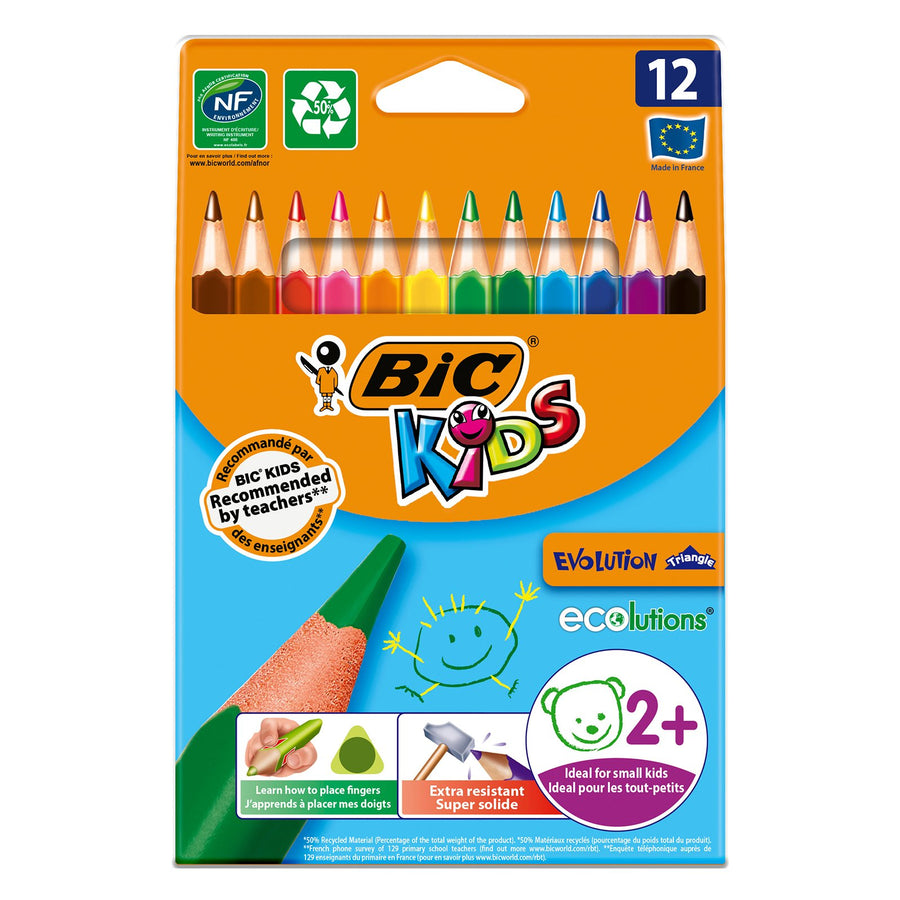 BIC 8297356 - Estuche de 12 Lápices de Colores EVOLUTION Triangle, ECOlutions