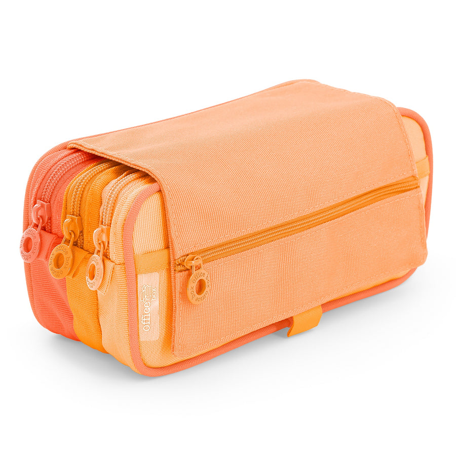 Estuche Escolar Triple Portatodo con Tres Cremalleras "Blush Pastel" Naranja