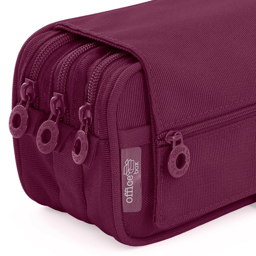 Estuche Escolar Triple Portatodo de Alta Capacidad con Tres Cremalleras, Morado
